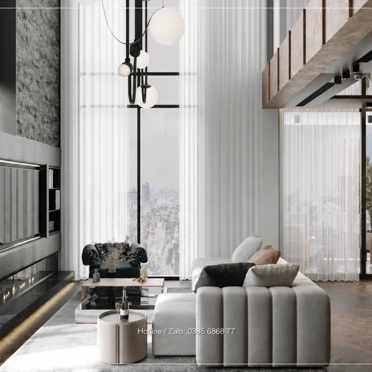 Penthouse Sky Oasis Ecopark – Không gian thông tầng và bảng màu trầm ấm