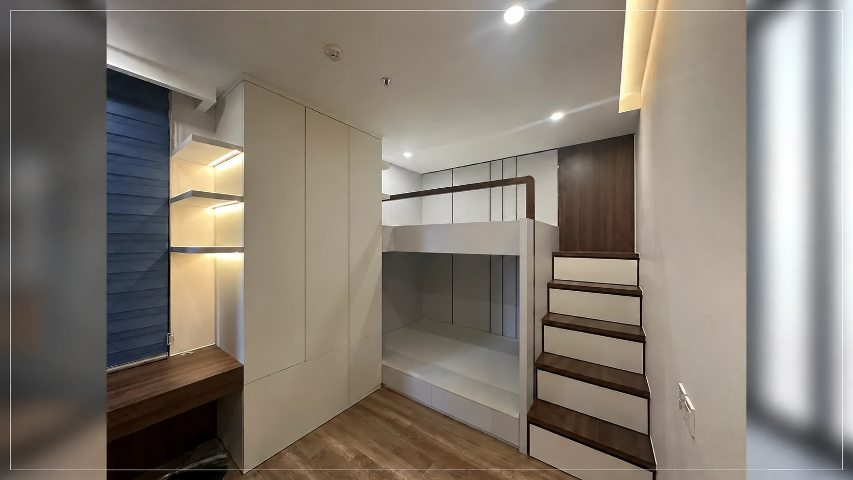 Giường tầng kết hợp cầu thang và hệ tủ phòng ngủ trẻ em